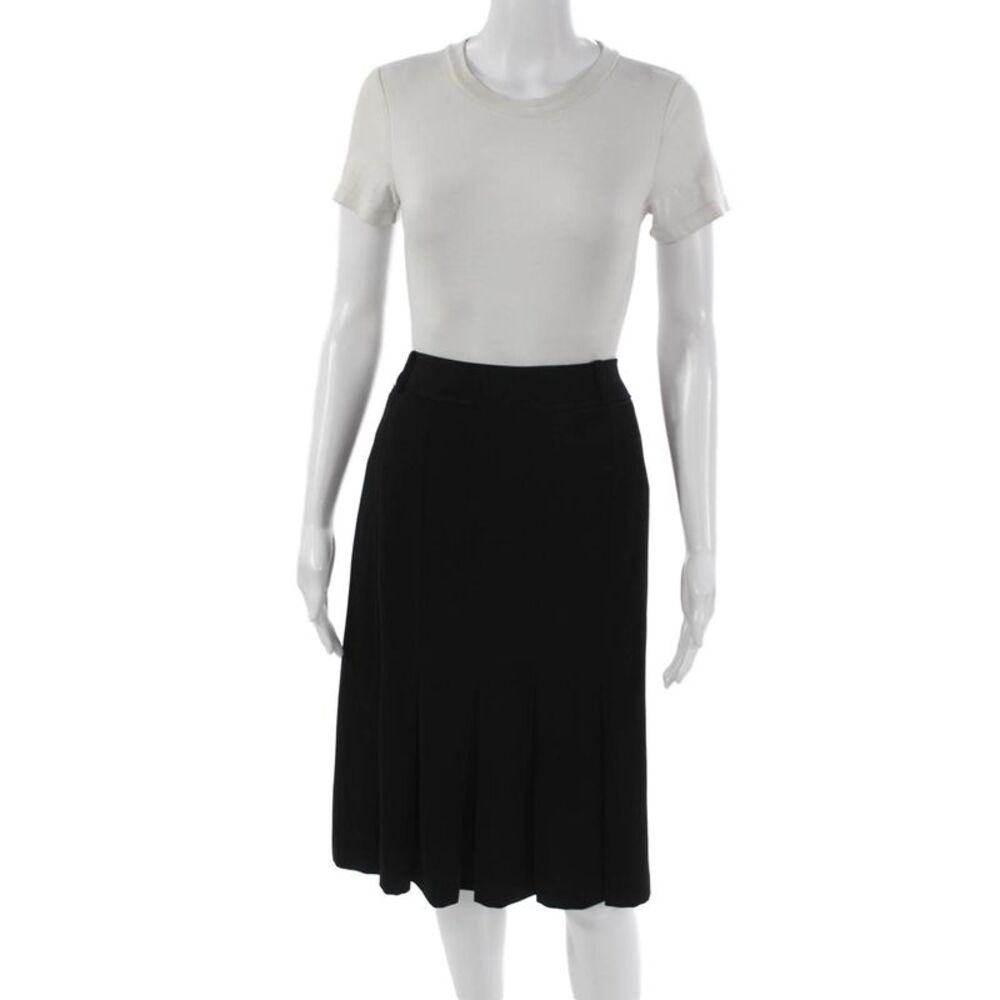 Luisa Spagnoli Women Pleated Skirt Black Polyester Blend Size 50
